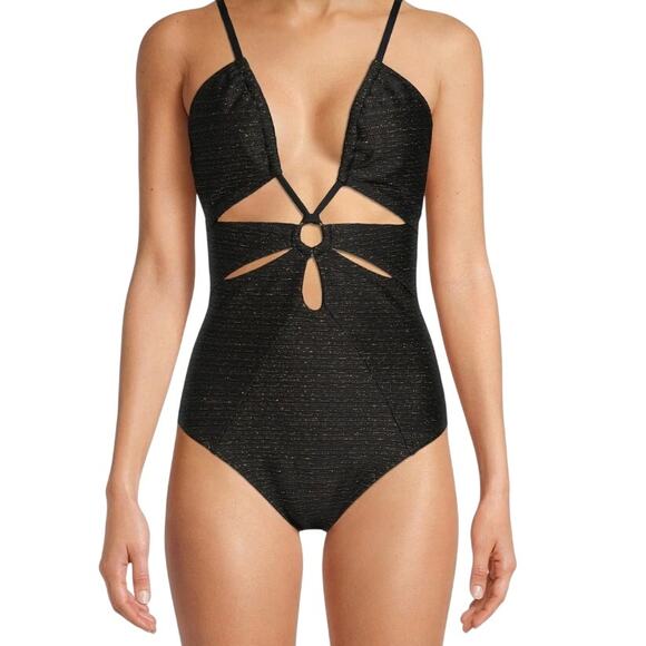 Time and Tru large cut out keyhole metallic shimmer one piece swimsuit SW 3030 - Picture 1 of 12